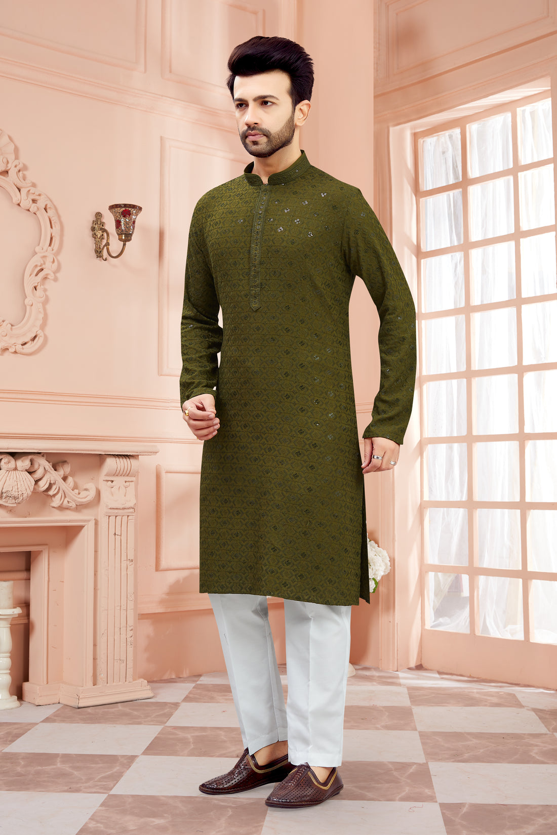 Mens Resham Kurta Set - Roop Darshan