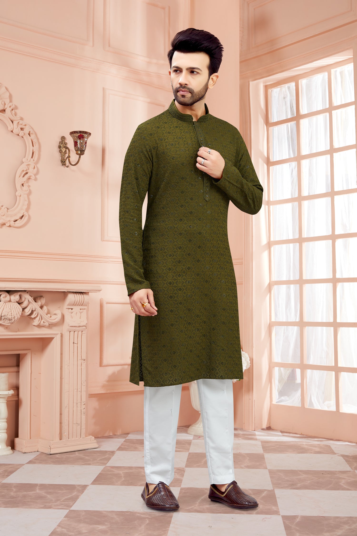 Mens Resham Kurta Set - Roop Darshan