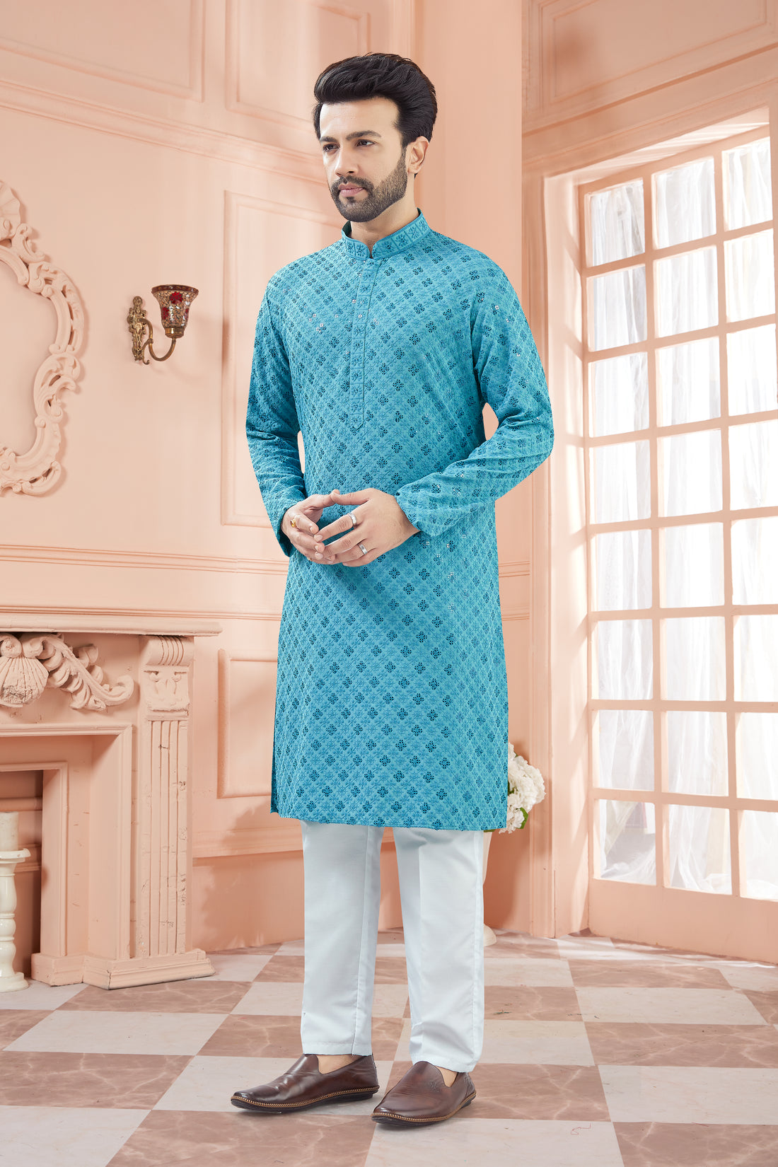 Mens Tiki Resham Kurta Set