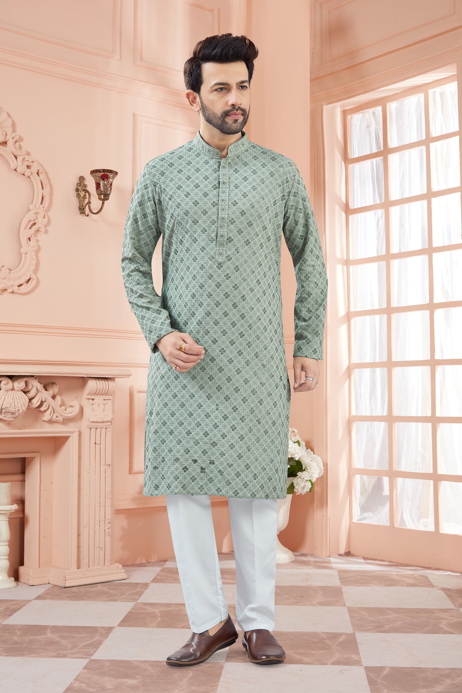 Mens Tiki Resham Kurta Set
