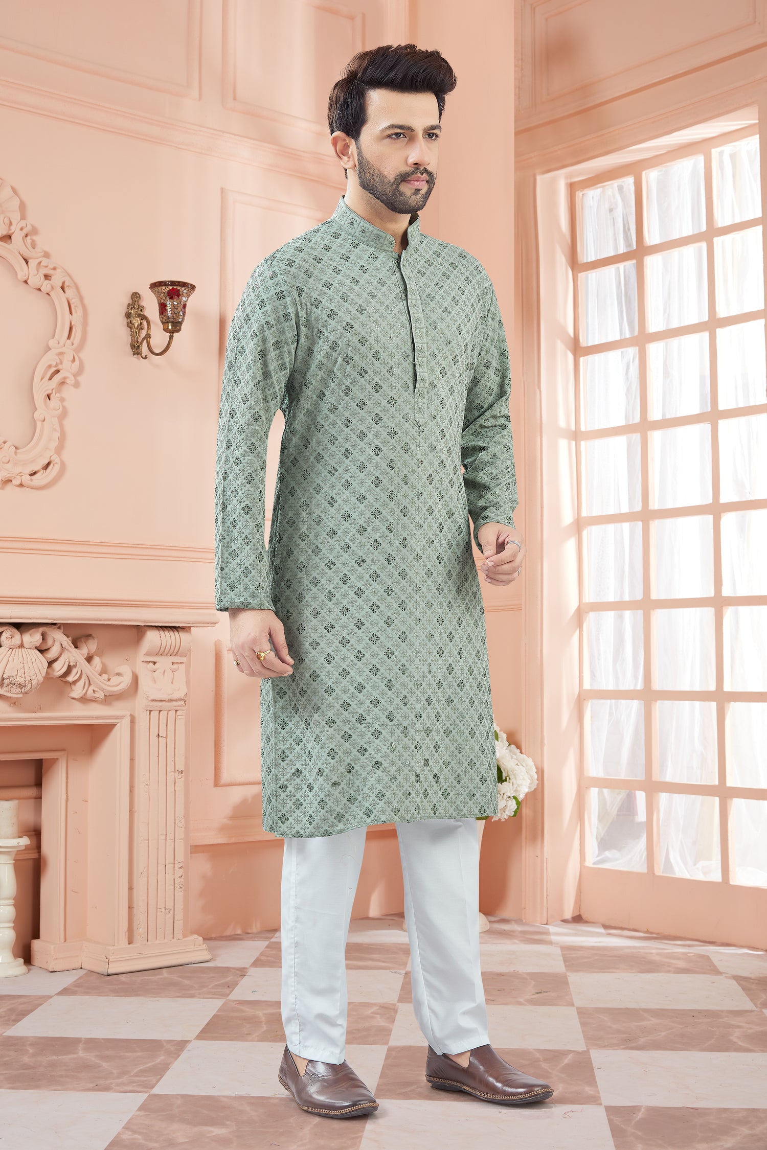 Mens Tiki Resham Kurta Set