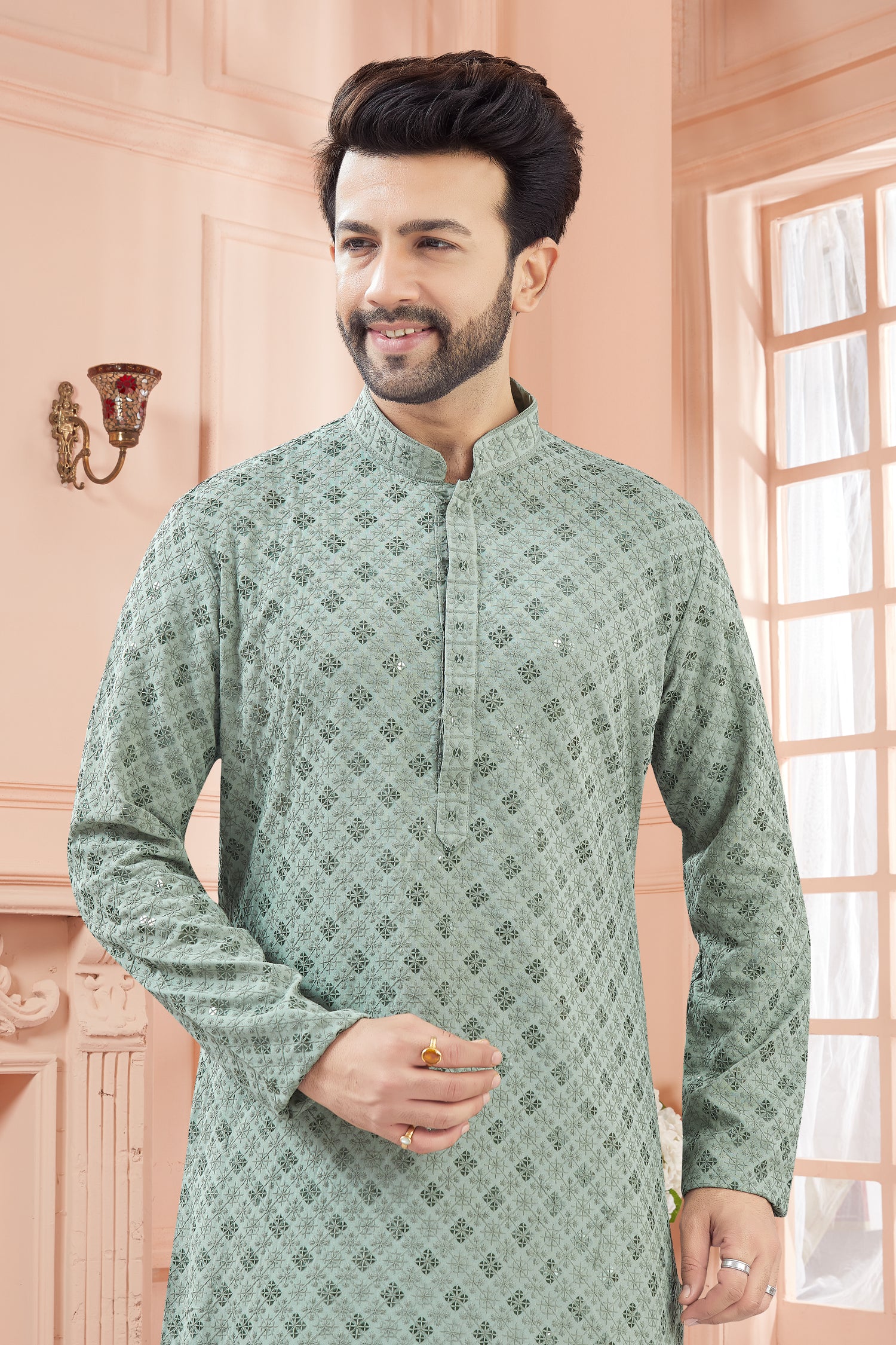 Mens Tiki Resham Kurta Set