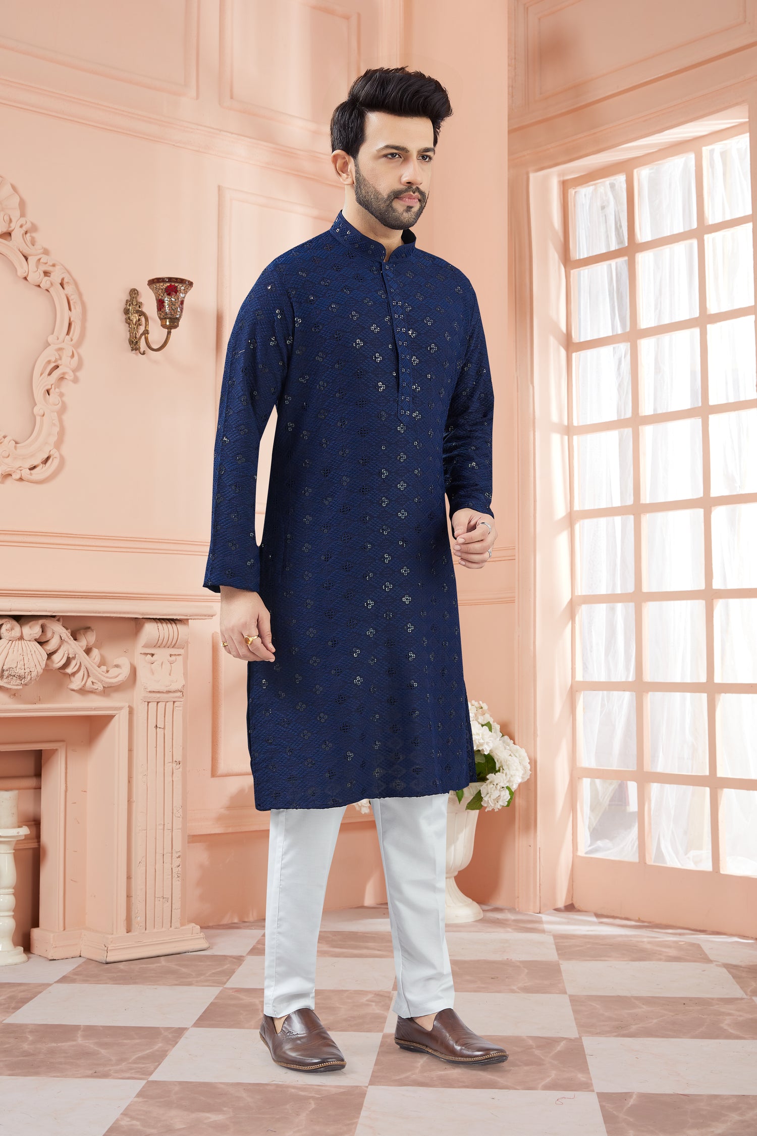 Mens Tiki Resham Kurta Set