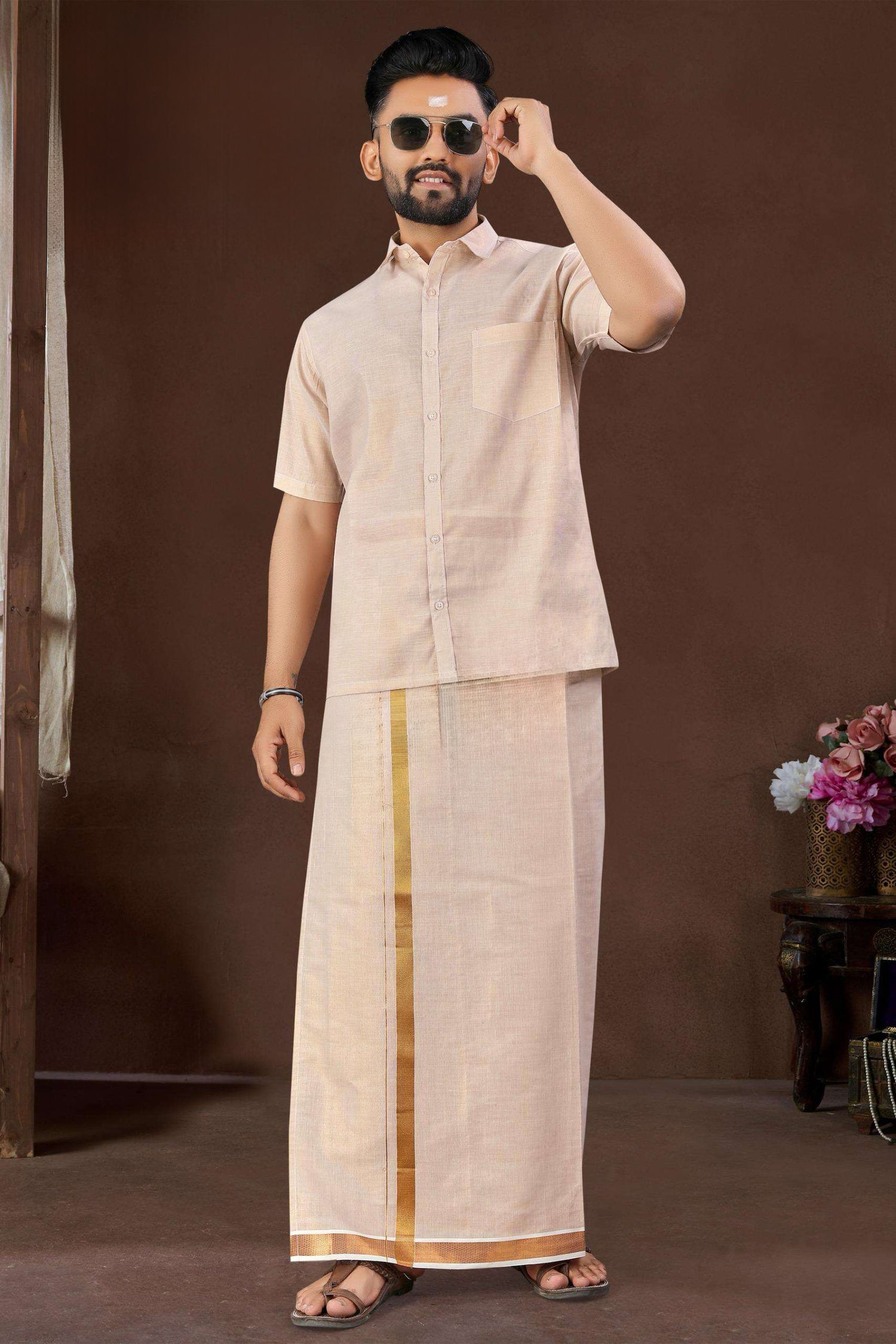 Mens Silk Dhoti Set