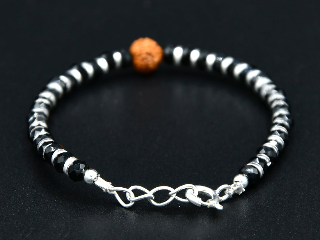 Silver Crystal Rudraksh 2 Piece Baby Bracelet - Roop Darshan