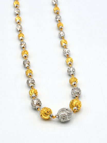 22ct Gold Full Ball Two Tone Fancy Chain - Roop Darshan