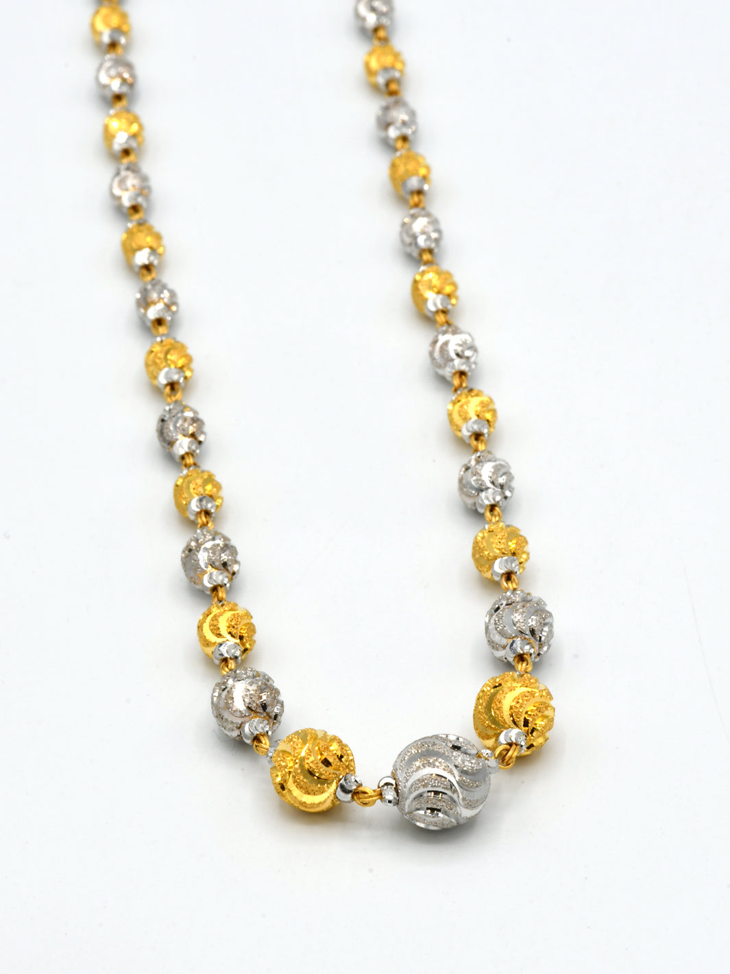 22ct Gold Full Ball Two Tone Fancy Chain - Roop Darshan