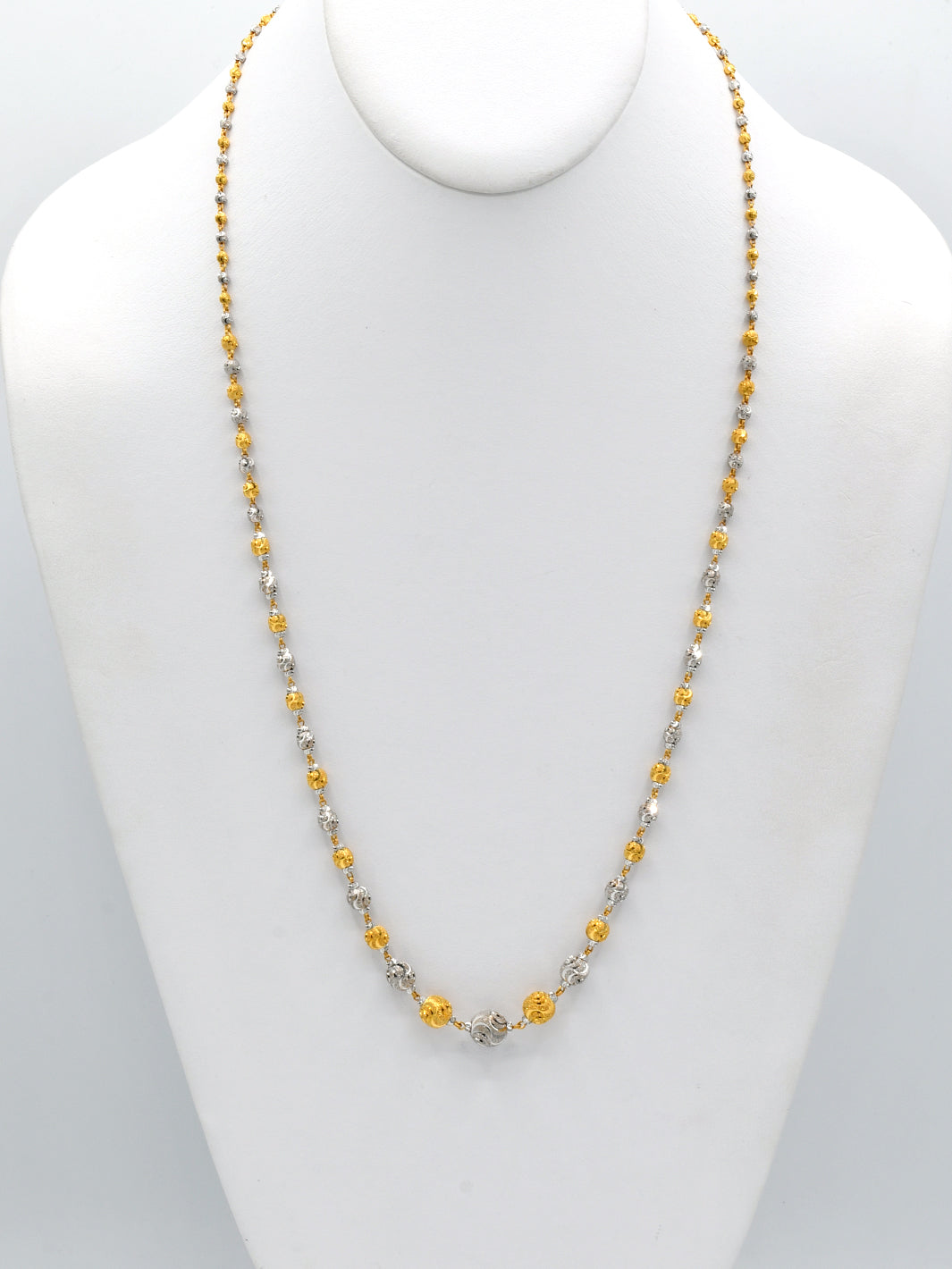 22ct Gold Full Ball Two Tone Fancy Chain - Roop Darshan