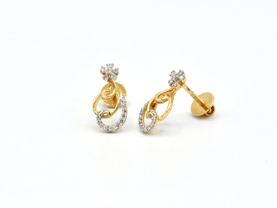 18ct Gold Diamond Stud Earrings - Roop Darshan