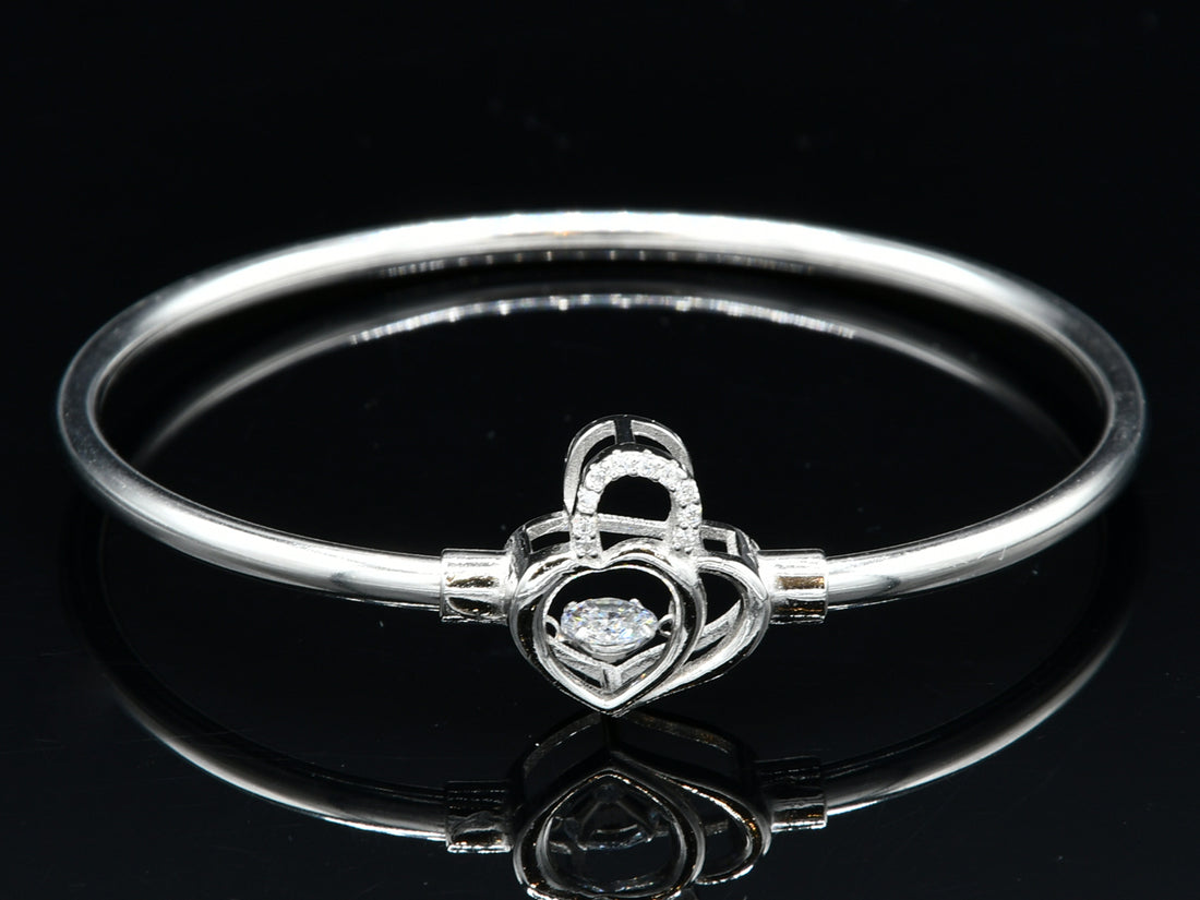 Silver AD Stone 1 Piece Bangle - Roop Darshan