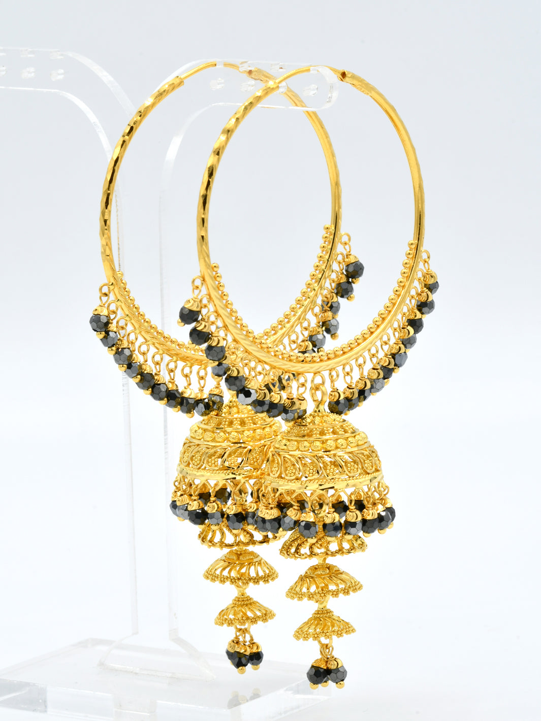 22ct Gold 4 Layer Crystal Ball Jhumki Bali - Roop Darshan