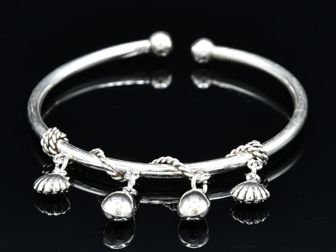 Silver 1 Piece Charm Bangle - Roop Darshan