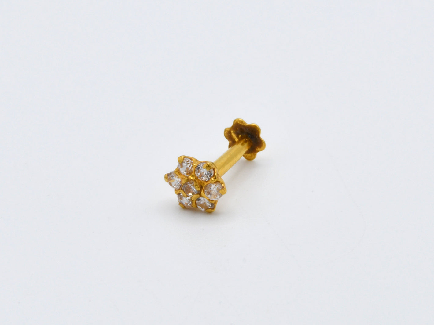 22ct Gold CZ Nose Pin - 4.5 mm - Roop Darshan