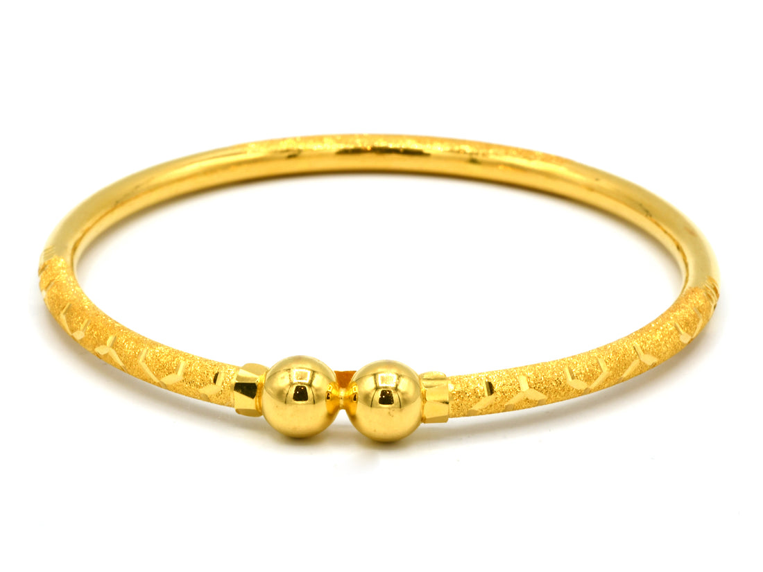 22ct Gold Sand Blast Design 2 Piece Bangles - 2.8 - Roop Darshan