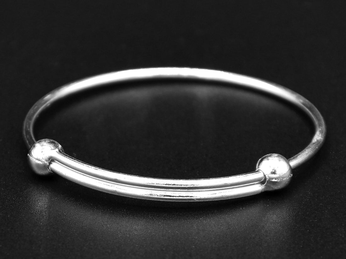 Silver 2 Piece Adjustable Baby Bangle - Roop Darshan