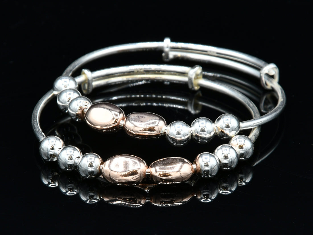 Silver Ball Adjustable Baby Bangle - Roop Darshan