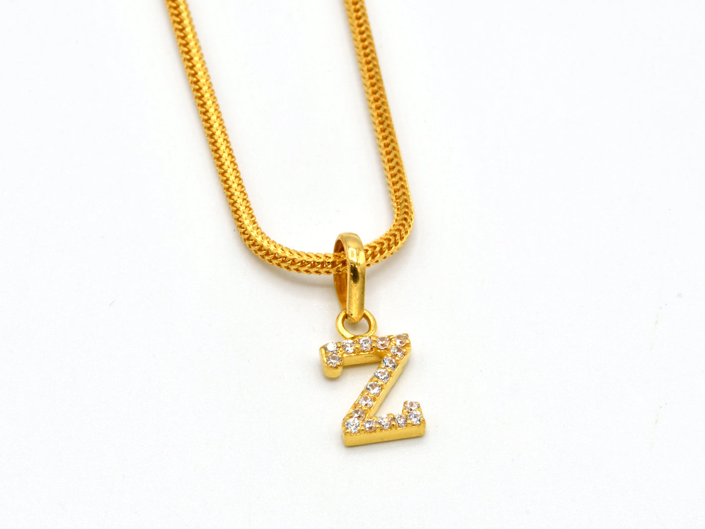 22ct Gold CZ &quot;Z&quot; Initial Pendant - Roop Darshan