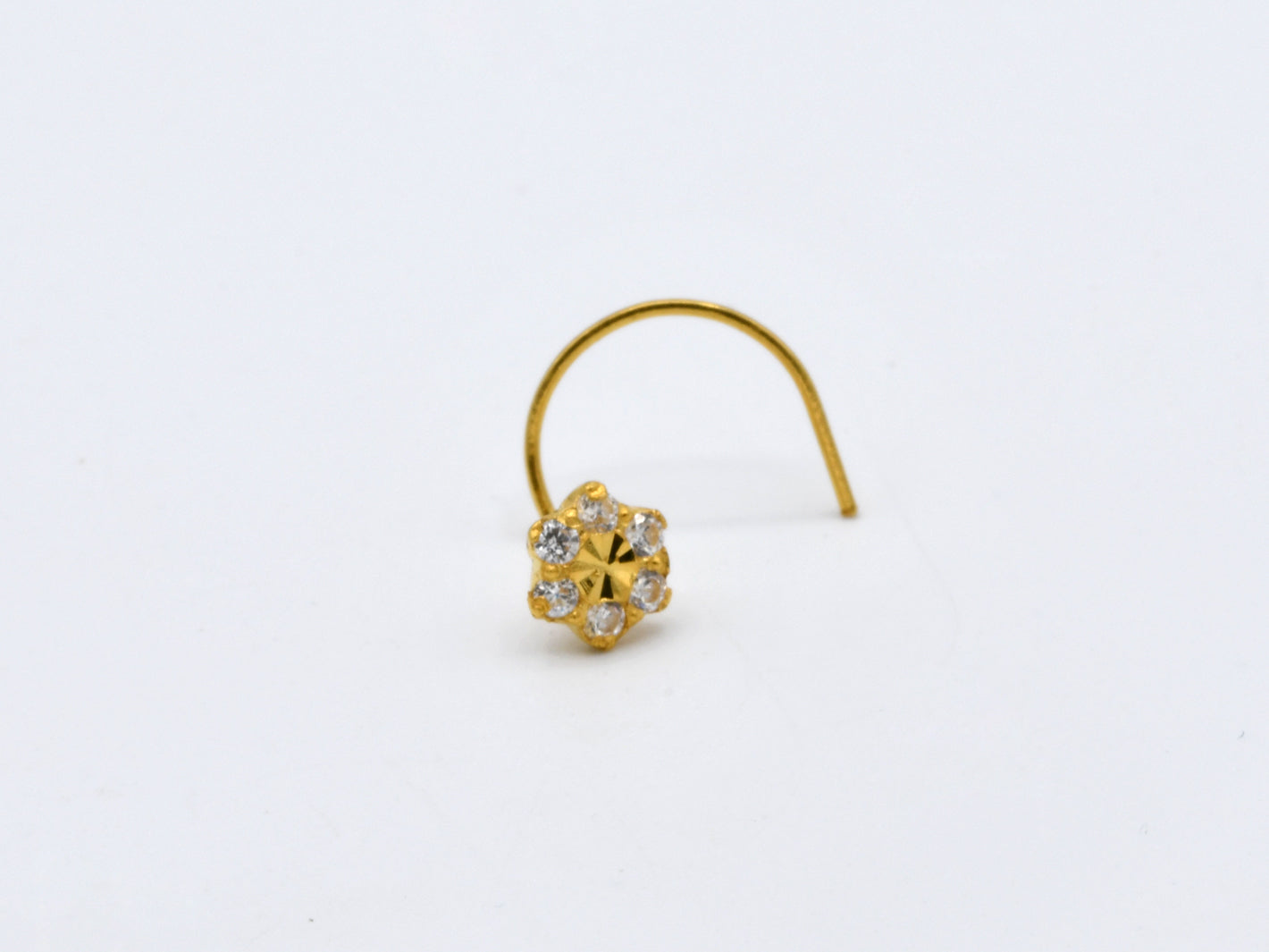 22ct Gold CZ Nose Pin - 4 mm - Roop Darshan