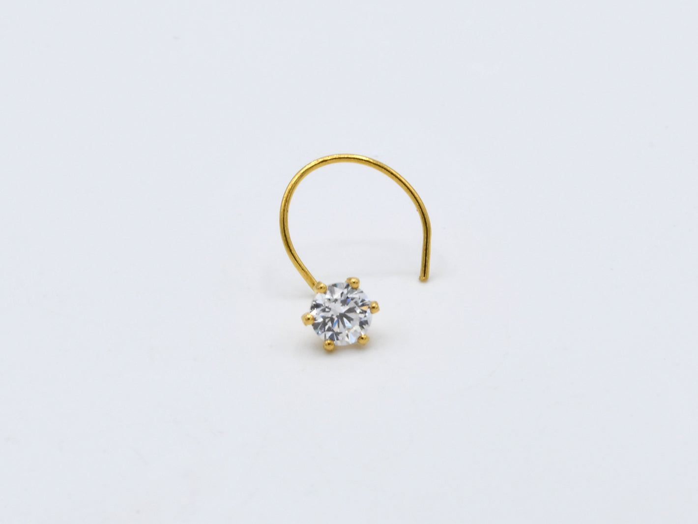 22ct Gold CZ Nose Pin - 3.5 mm - Roop Darshan