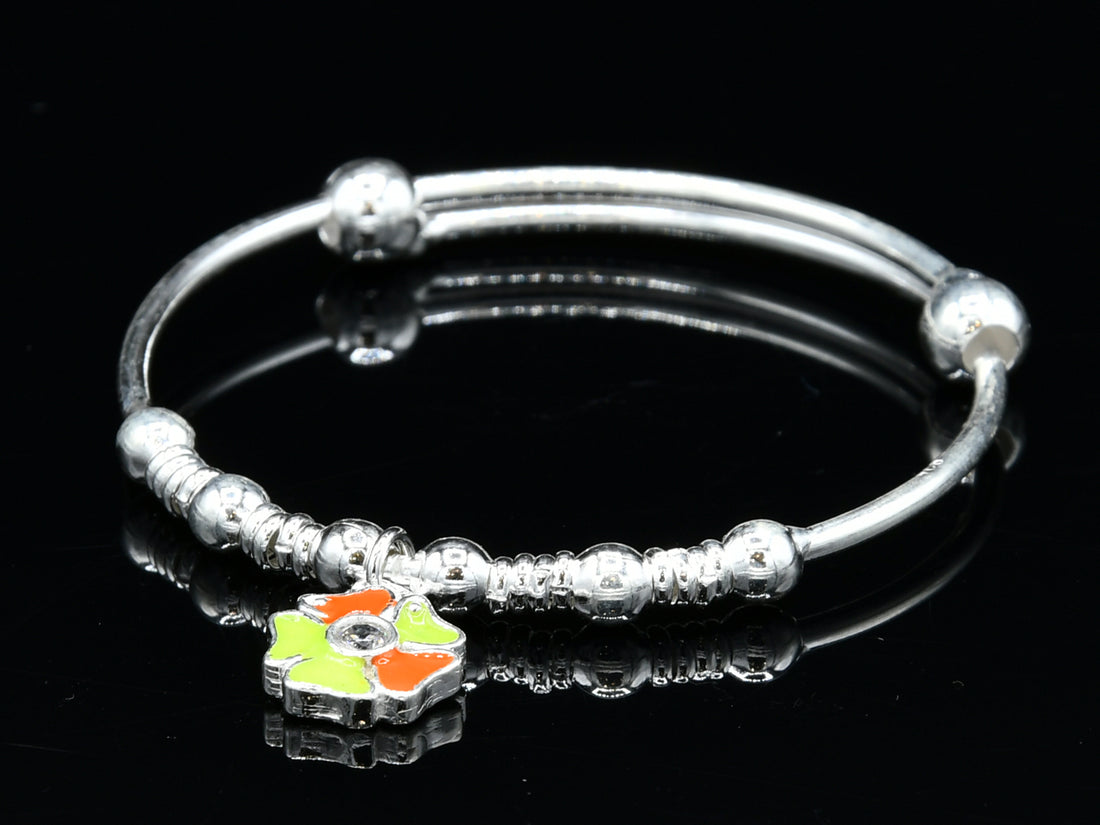 Silver Adjustable Baby Charm Bangle - Roop Darshan