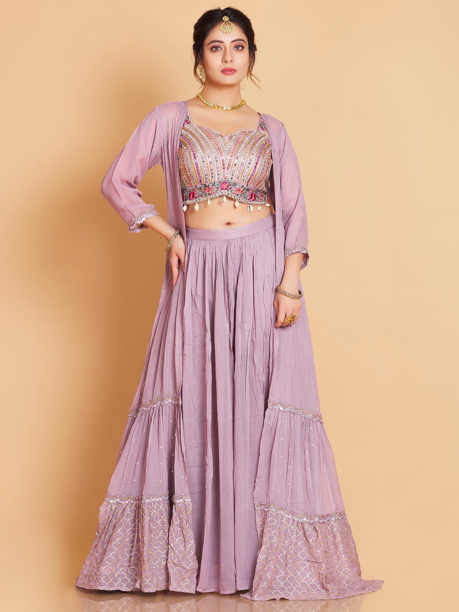 Laura Short Top Plazzo With Jacket - Roop Darshan