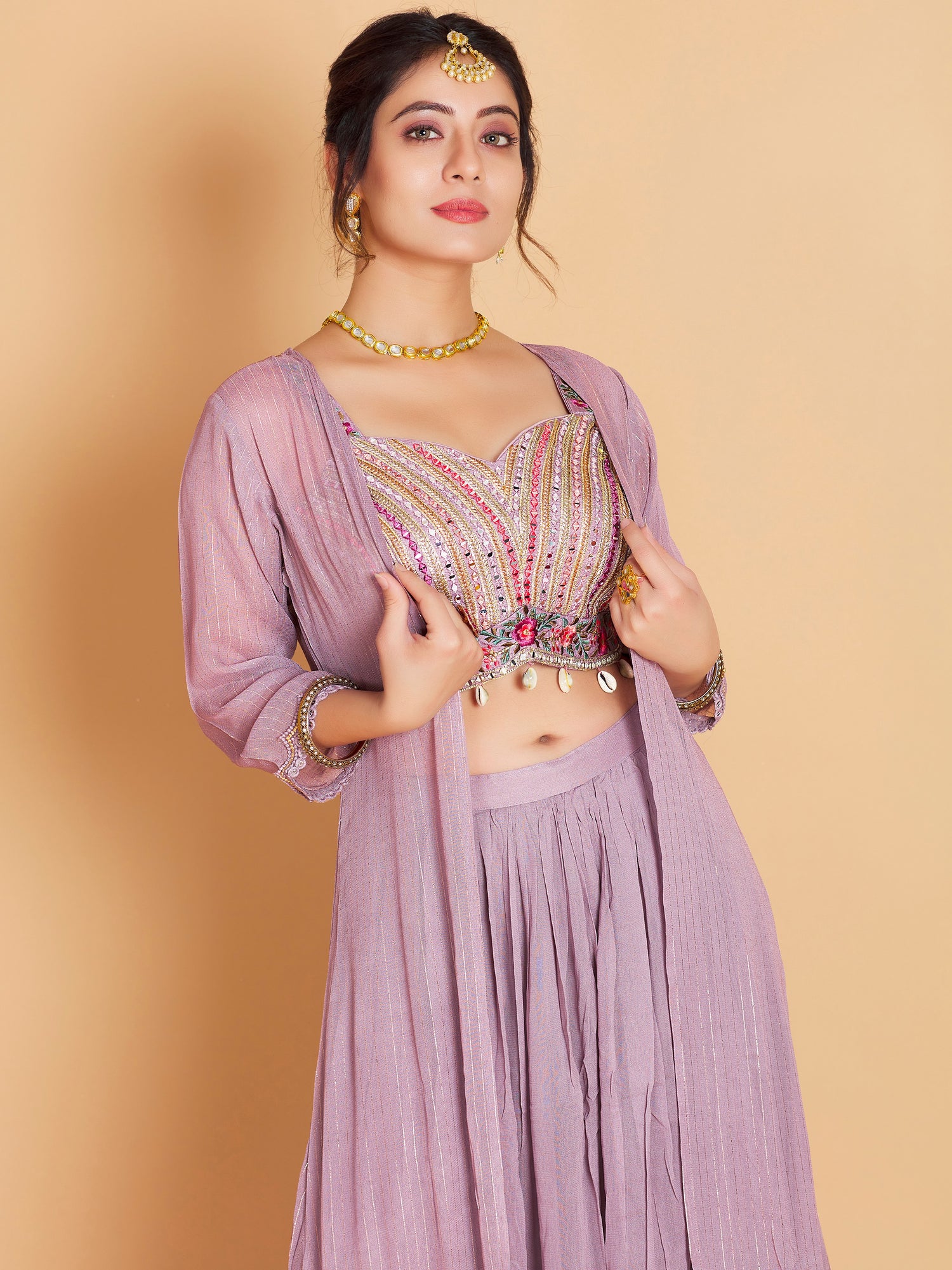Laura Short Top Plazzo With Jacket - Roop Darshan