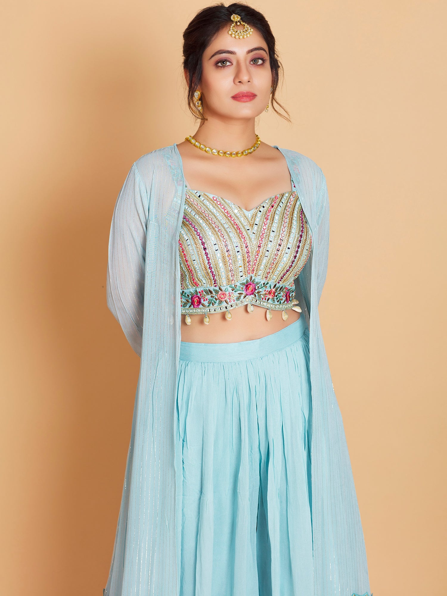 Laura Short Top Plazzo With Jacket - Roop Darshan