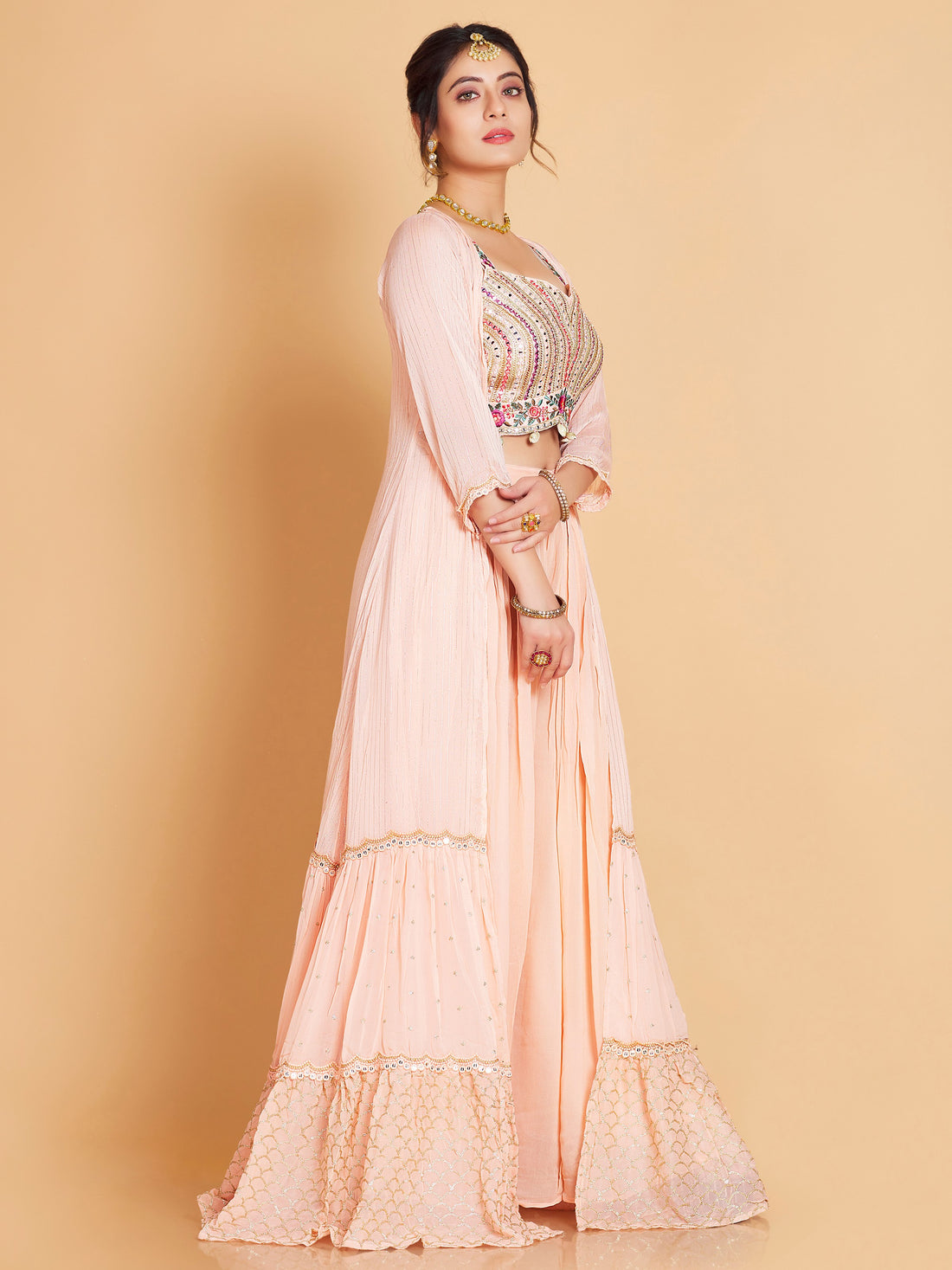 Laura Short Top Plazzo With Jacket - Roop Darshan