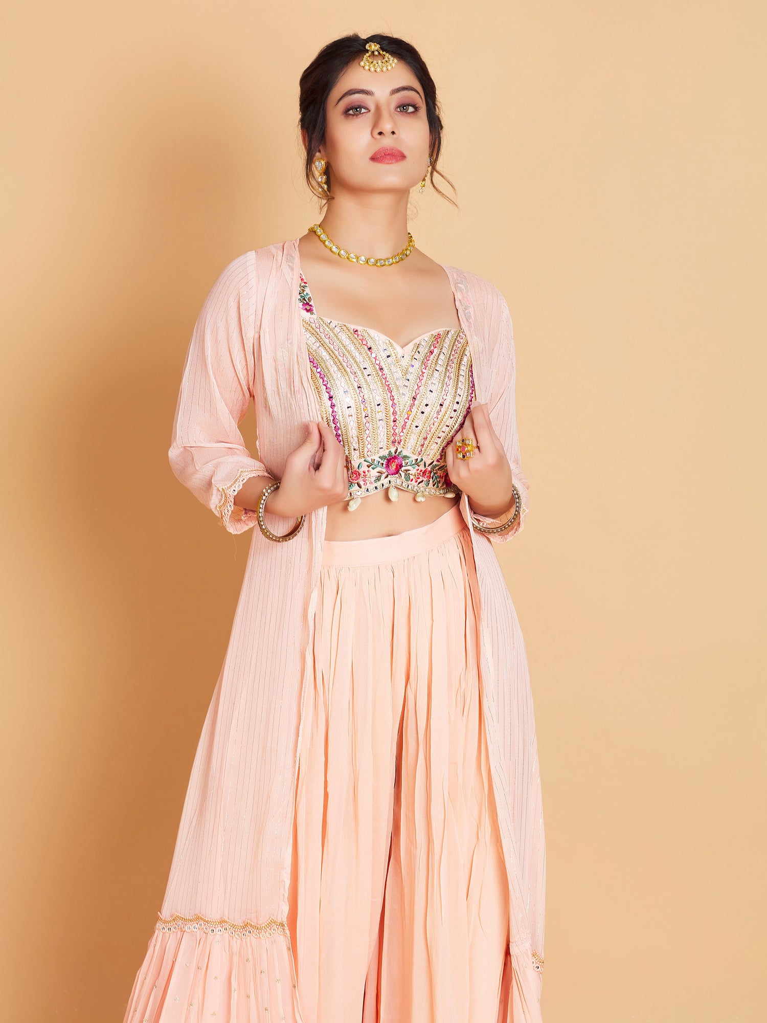 Laura Short Top Plazzo With Jacket - Roop Darshan