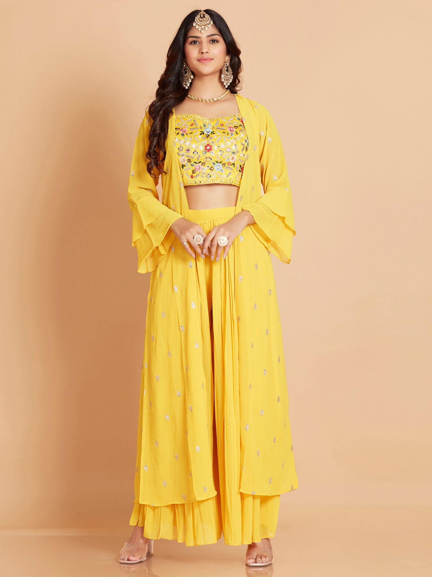 Jenifer Short Top Palazzo With Jacket - Roop Darshan
