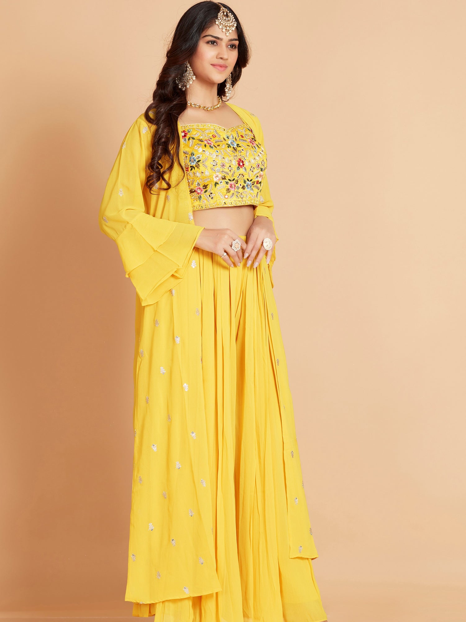 Jenifer Short Top Palazzo With Jacket - Roop Darshan