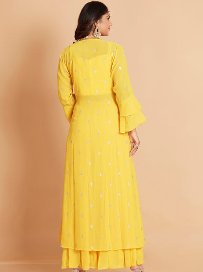 Jenifer Short Top Palazzo With Jacket - Roop Darshan