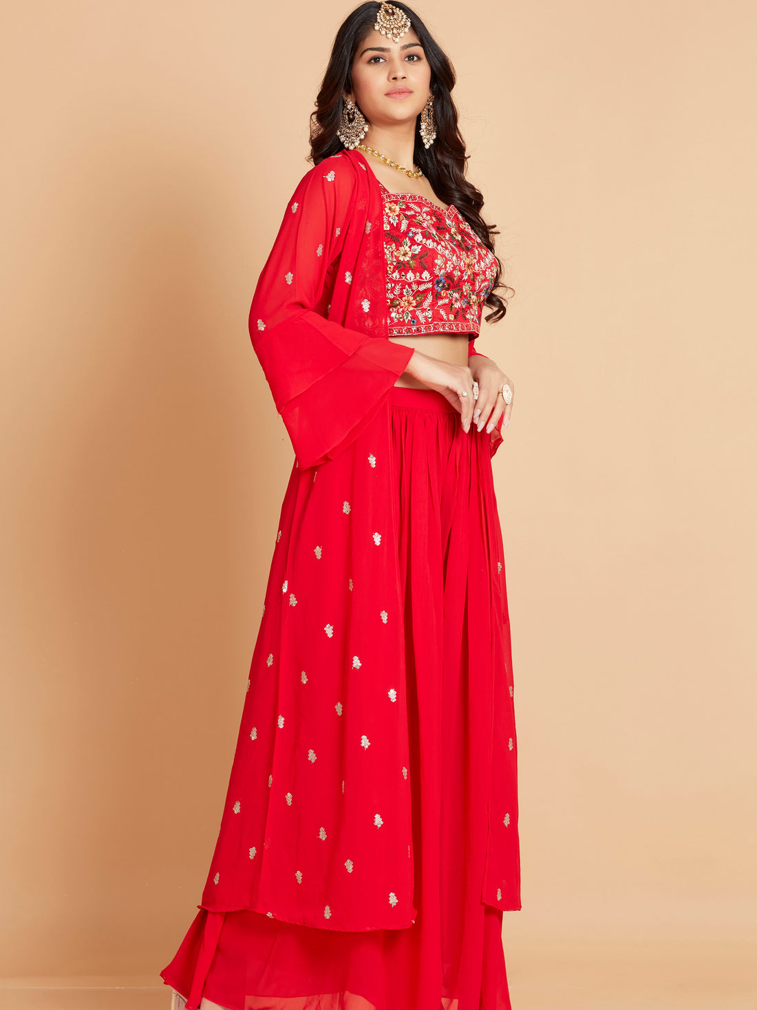 Jenifer Short Top Palazzo With Jacket - Roop Darshan