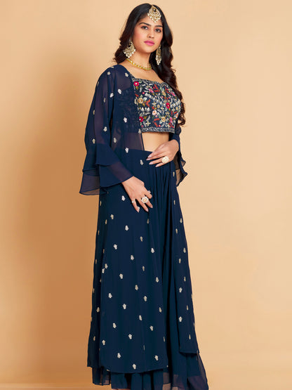 Jenifer Short Top Palazzo With Jacket - Roop Darshan