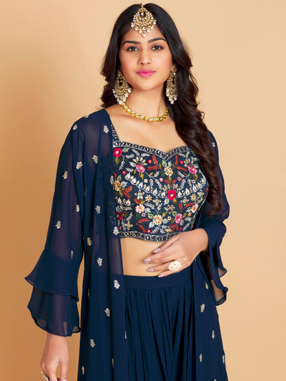 Jenifer Short Top Palazzo With Jacket - Roop Darshan