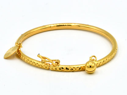 22ct Gold 2 Piece Baby Bangles with Gugri &amp; Charm - Roop Darshan