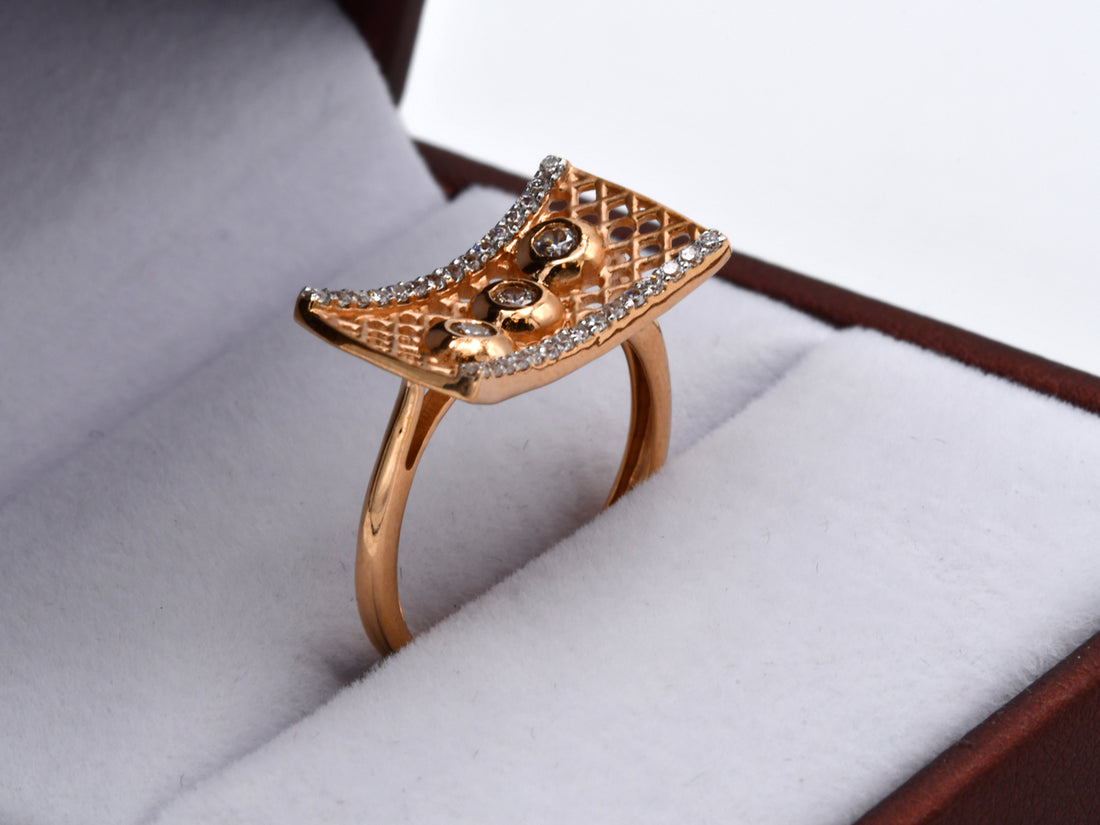 18ct Rose Gold CZ Ring - Roop Darshan