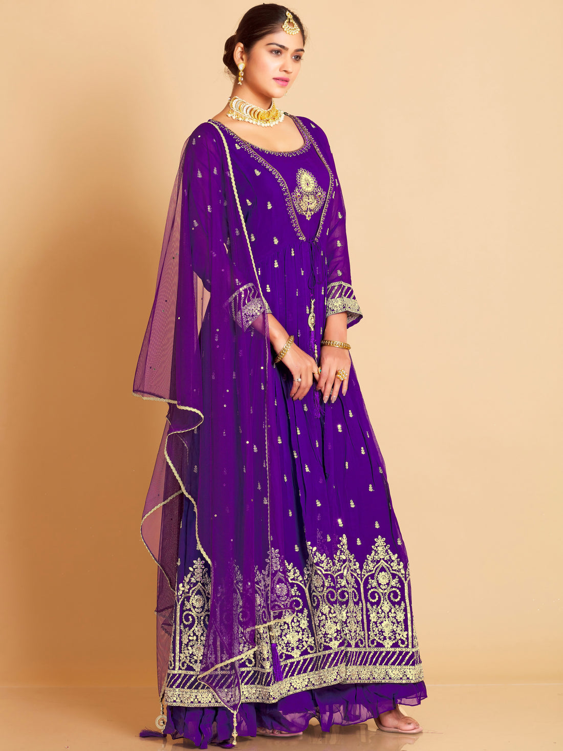 Saarah Flair Suit With Jacket - Roop Darshan