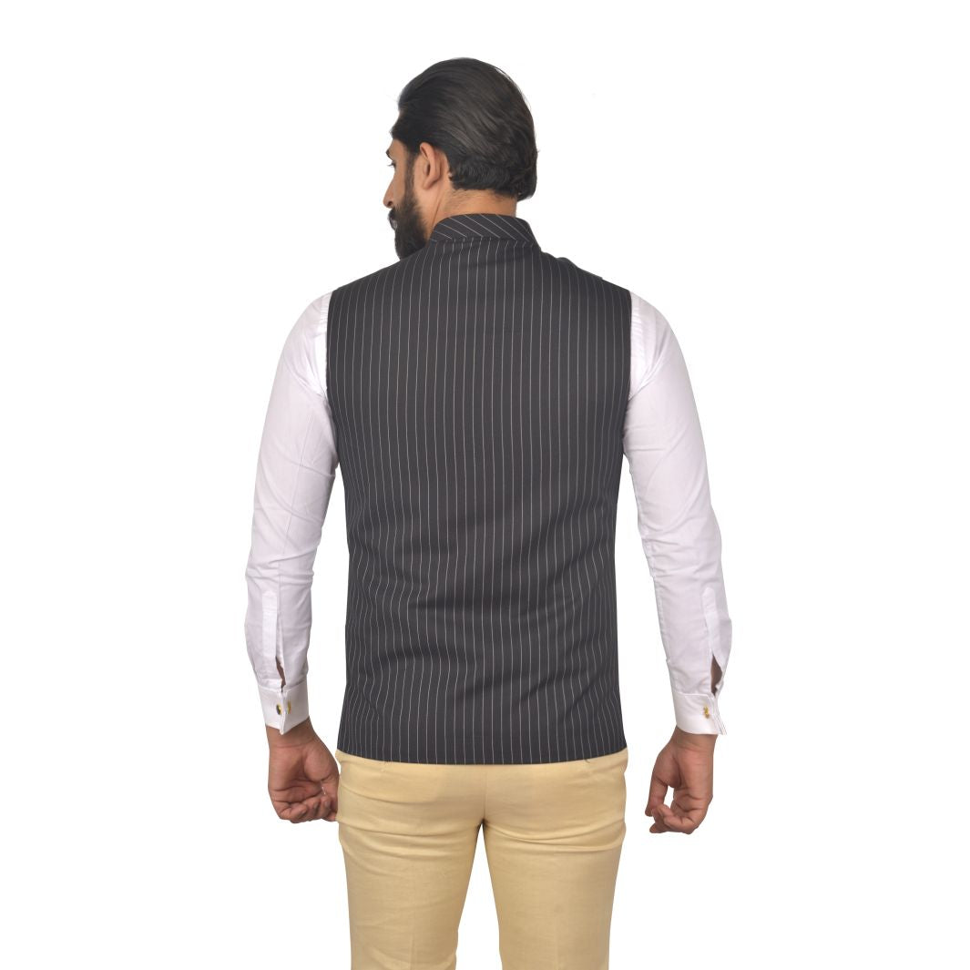 Mens Black Printed Jacket - Roop Darshan