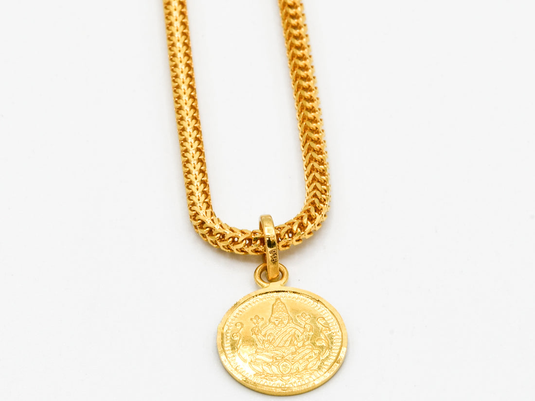 22ct Gold Laxmi Coin Pendant - Roop Darshan