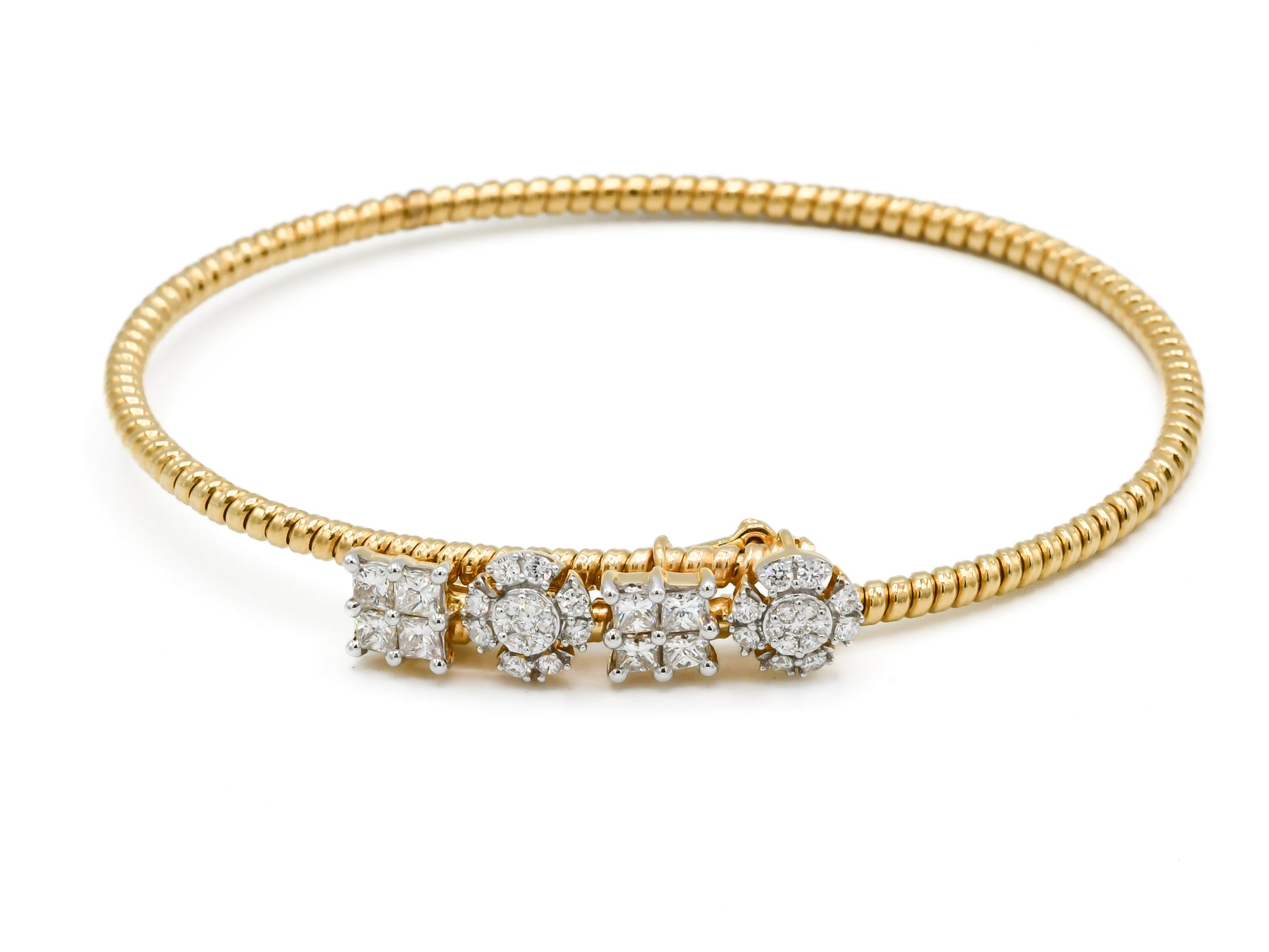 18ct Gold Diamond 1 Piece Ladies Bangle 0.90 ct - Roop Darshan