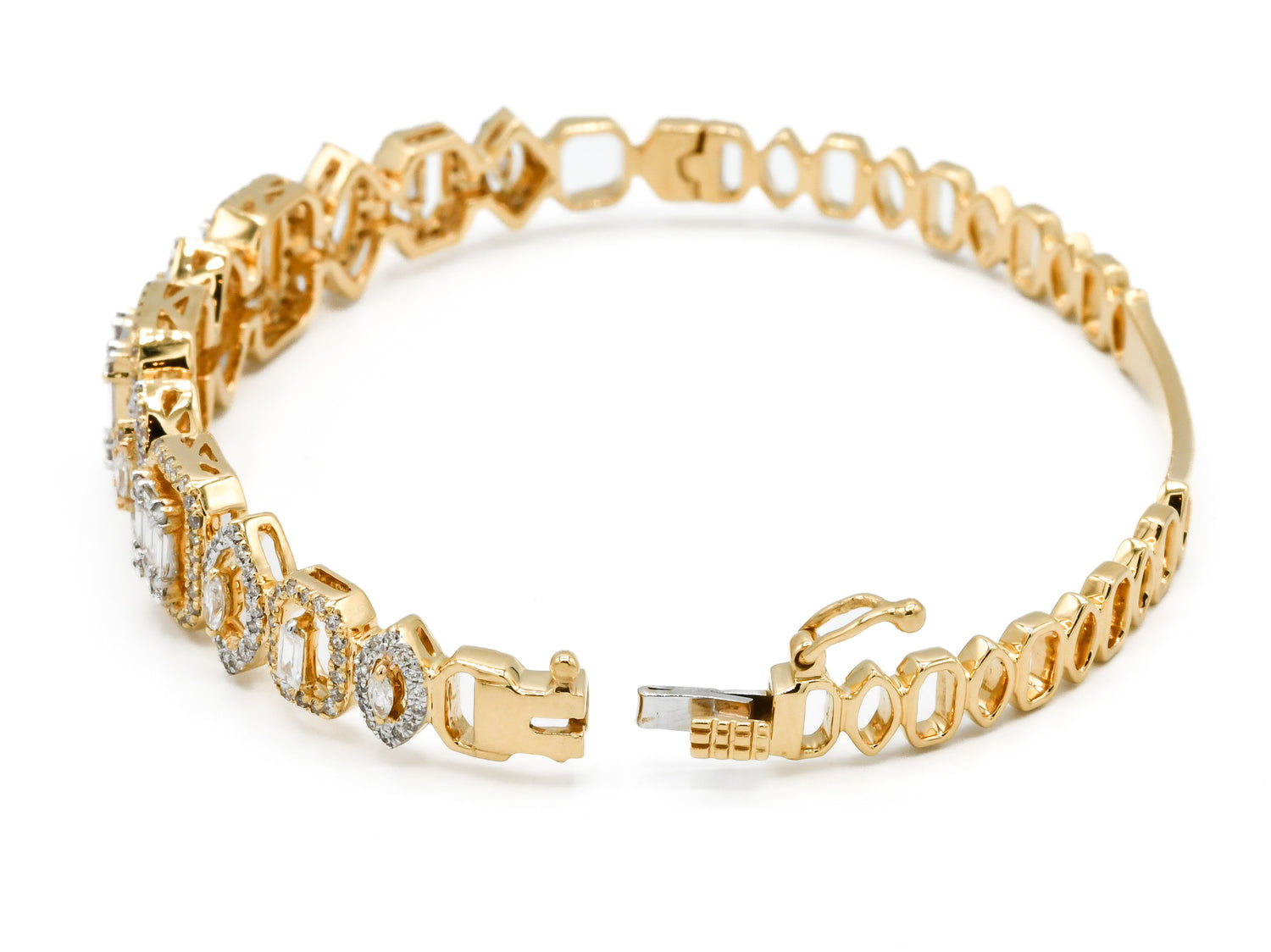18ct Gold Diamond Two Tone 1 Piece Ladies Bangle 1.72 ct - Roop Darshan
