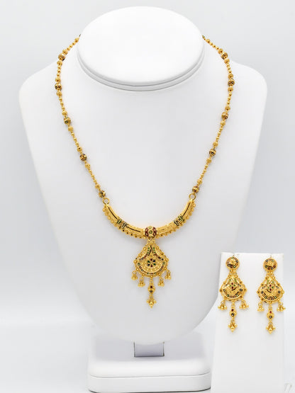 22ct Gold Minakari Necklace Set - Roop Darshan