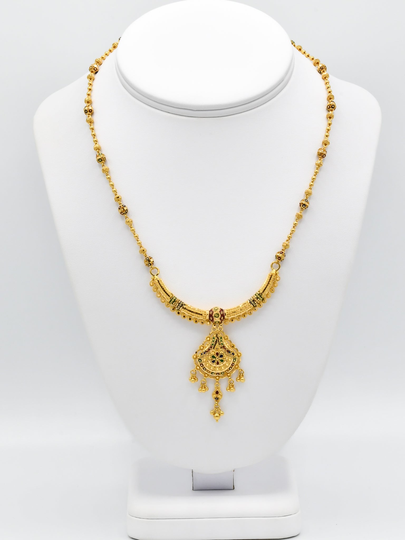 22ct Gold Minakari Necklace Set - Roop Darshan
