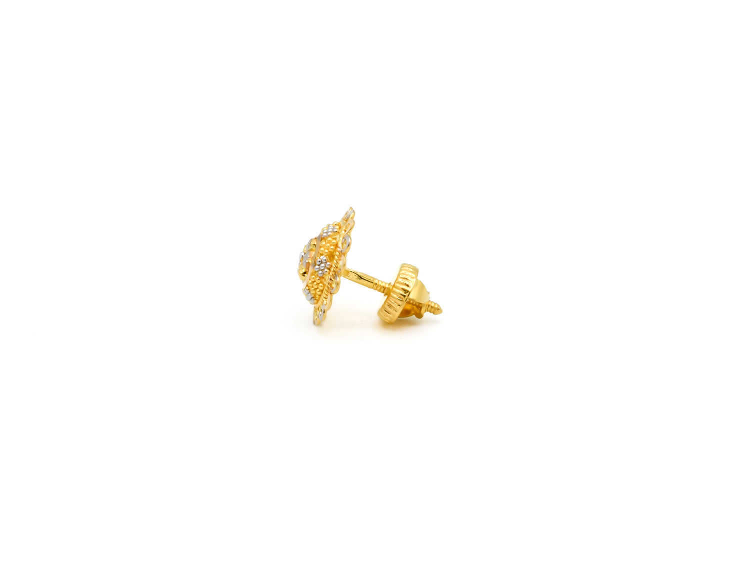 22ct Gold Two Tone Stud Earrings - Roop Darshan