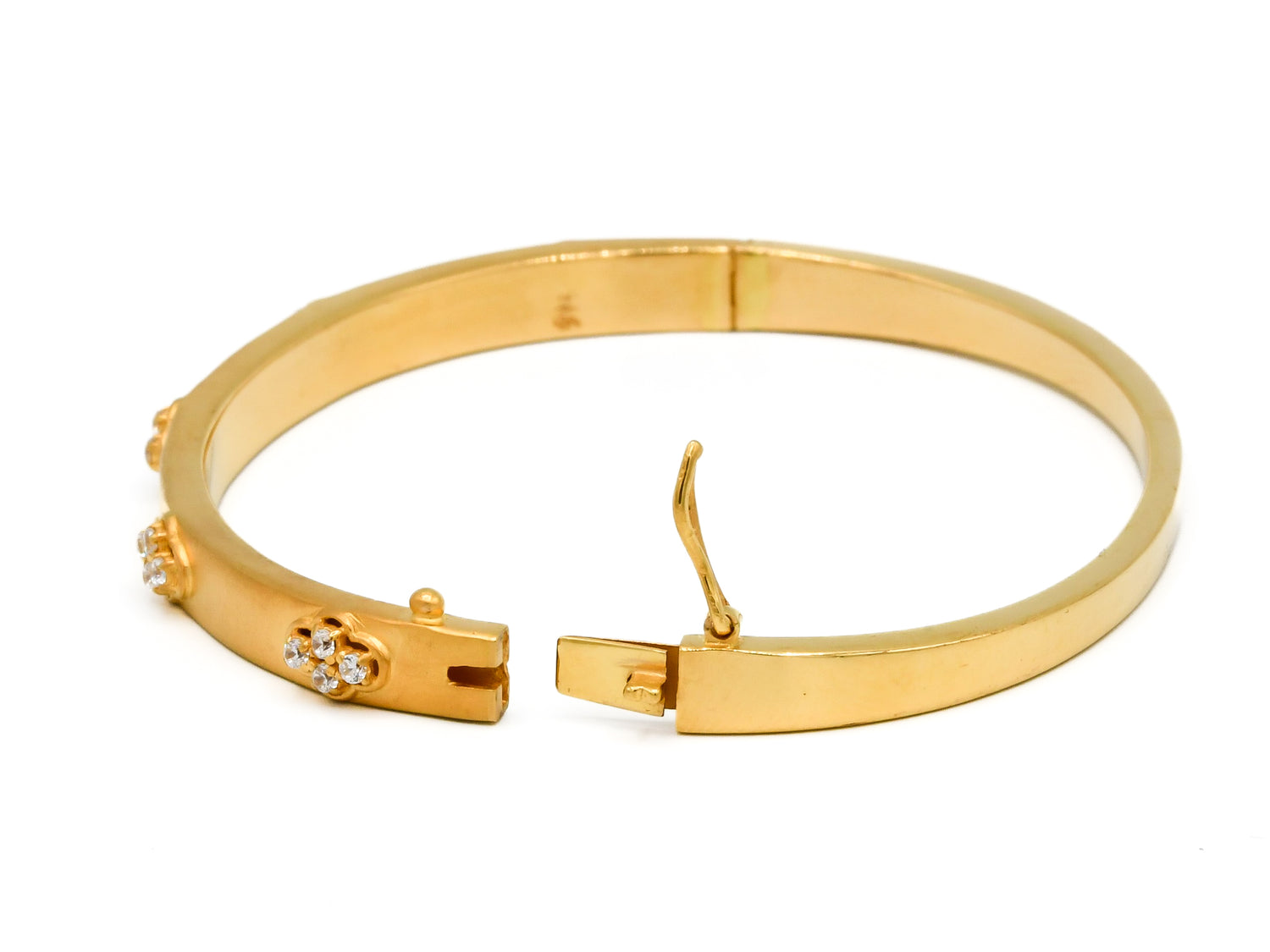 22ct Gold CZ Oval Shaped 1 Piece Bangle - Roop Darshan