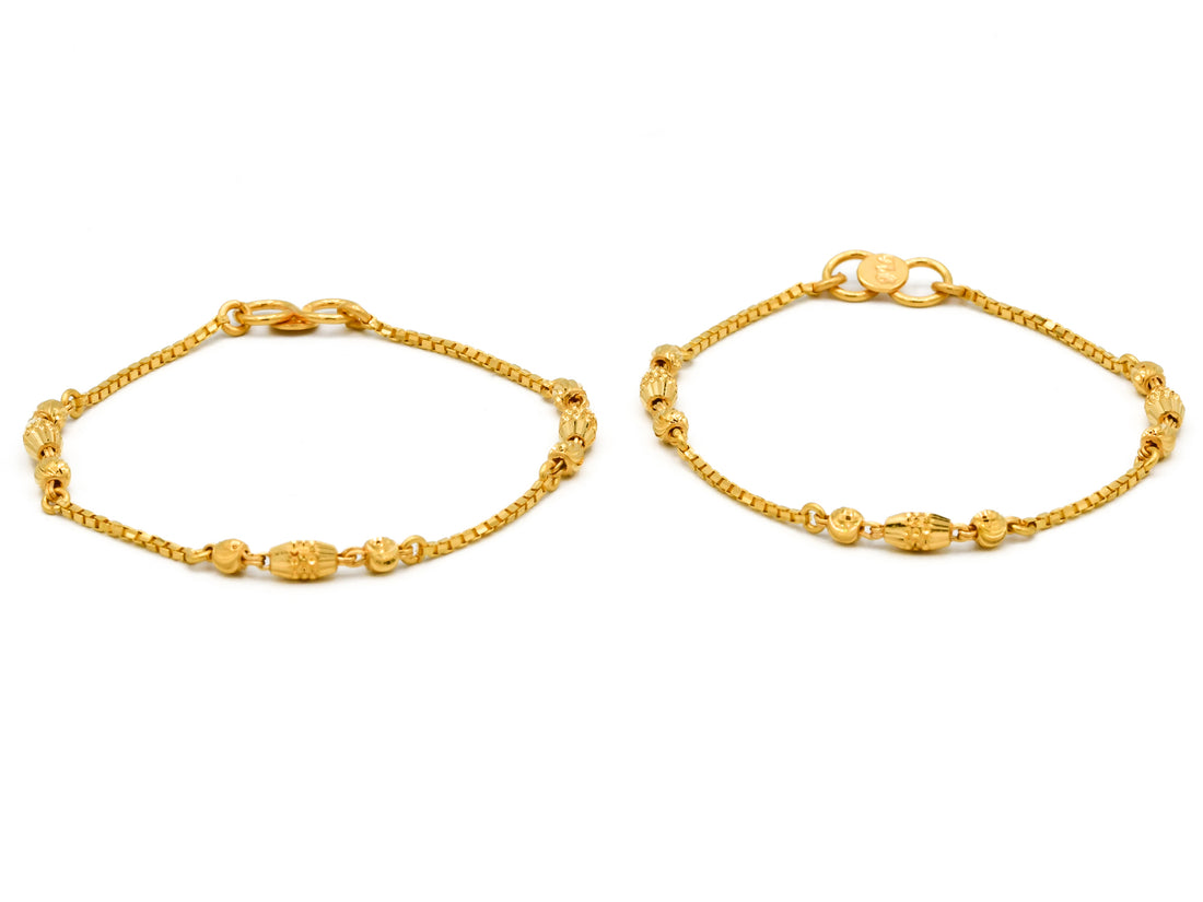 22ct Gold 2 Piece Ball Baby Bracelet - Roop Darshan