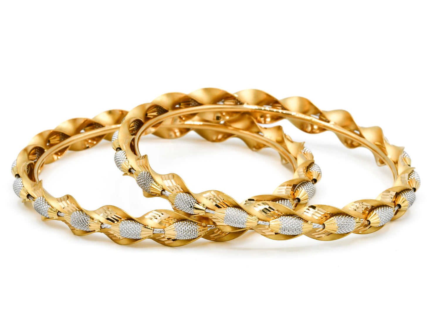 22ct Gold Two Tone 2 Piece Bangle - Roop Darshan