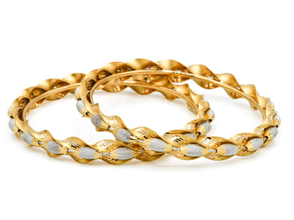 22ct Gold Two Tone 2 Piece Bangle - Roop Darshan