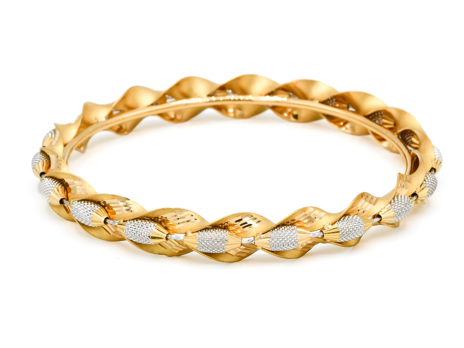 22ct Gold Two Tone 2 Piece Bangle - Roop Darshan